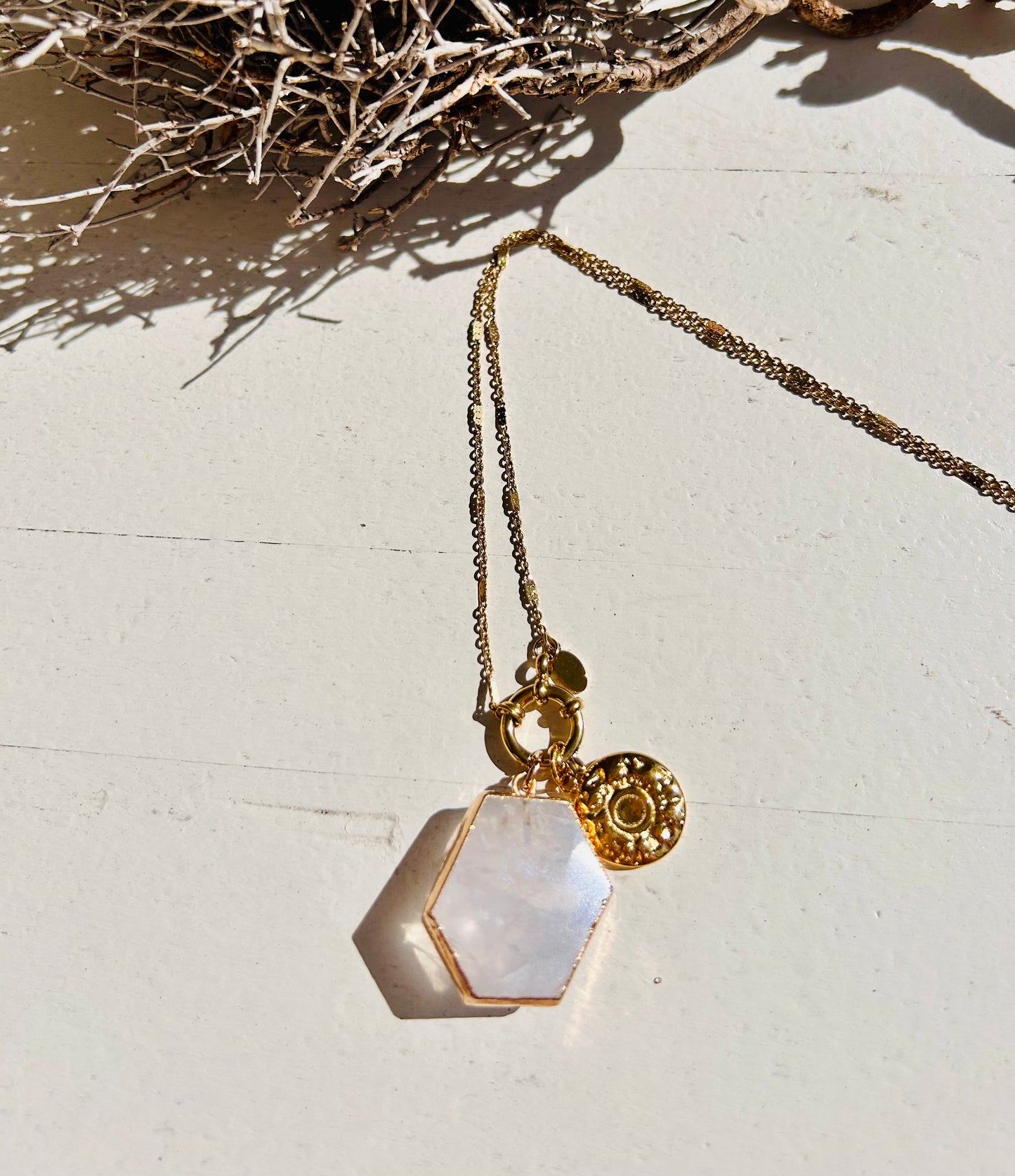 Collier Amulette de Clarté avec Cristal de Roche | Quartz Rose | Édition Limitée 