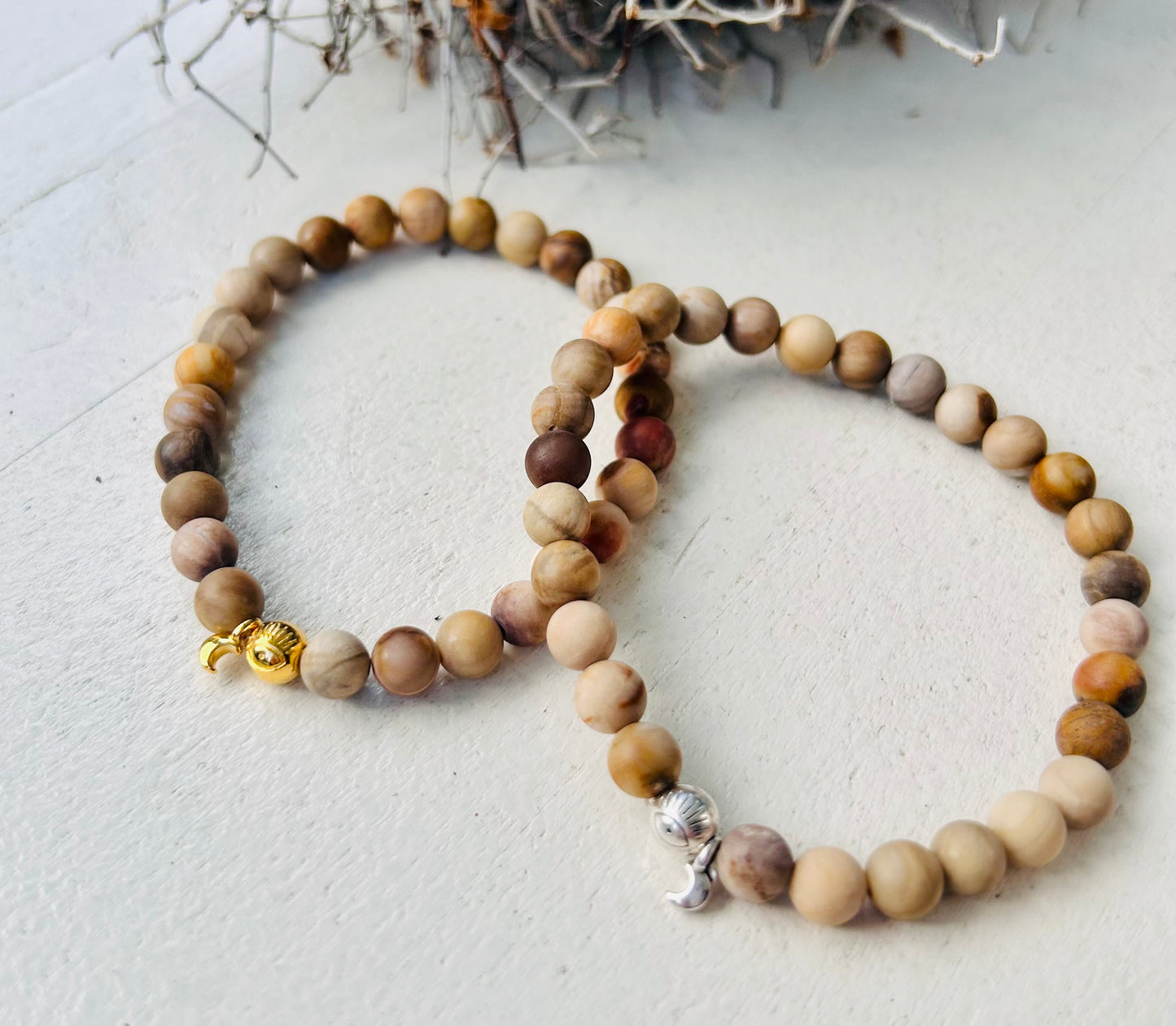 Bracelet en bois pétrifié | Fait main