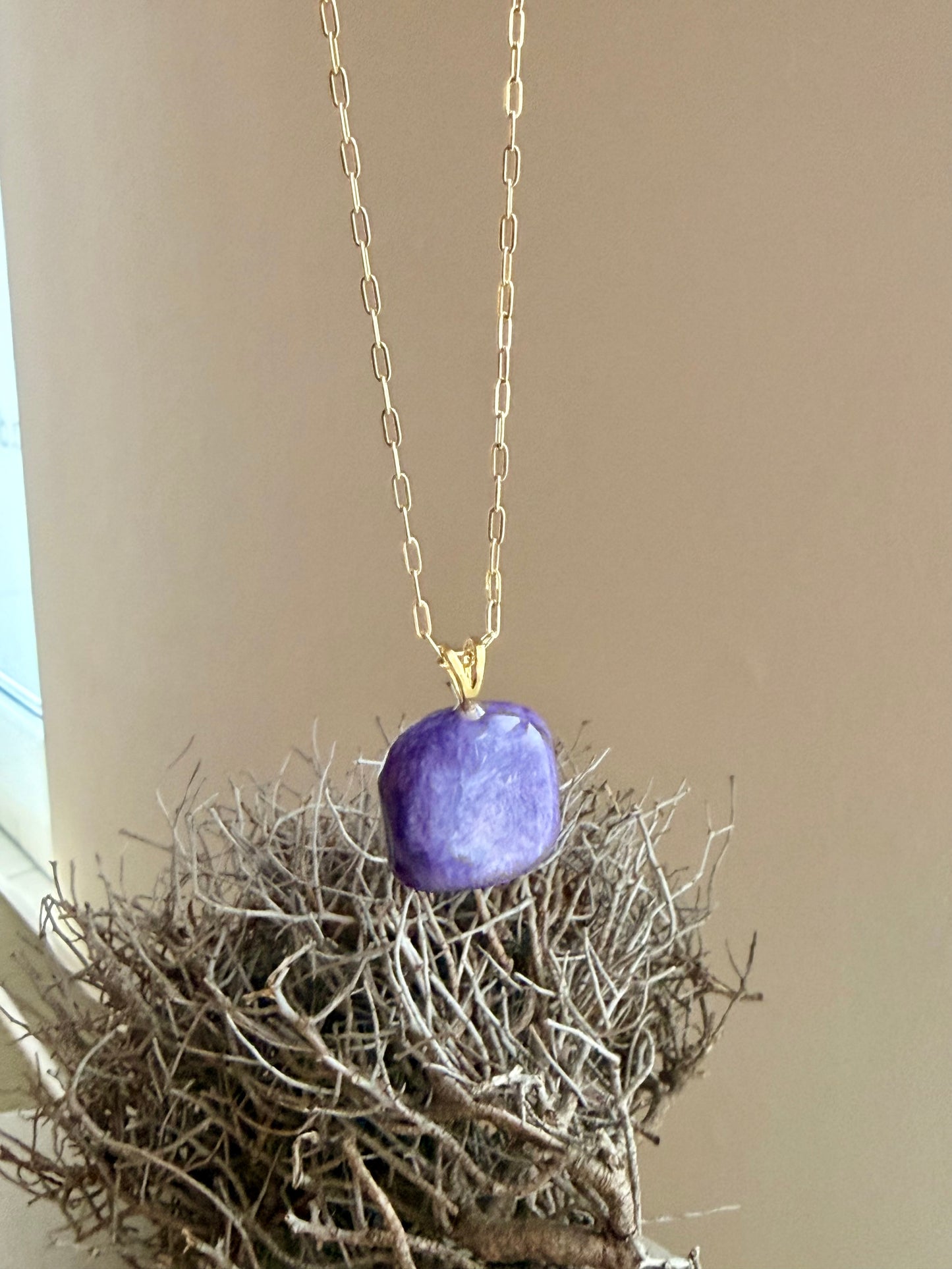 Pendentif Charoite or | argent