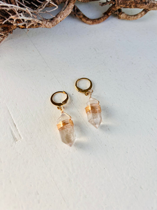 Boucles d'oreilles en cristal avec dentelle