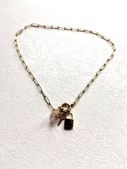 Key to your Heart · Kette mit Smaragd oder Rosenquarz | Limited Edition