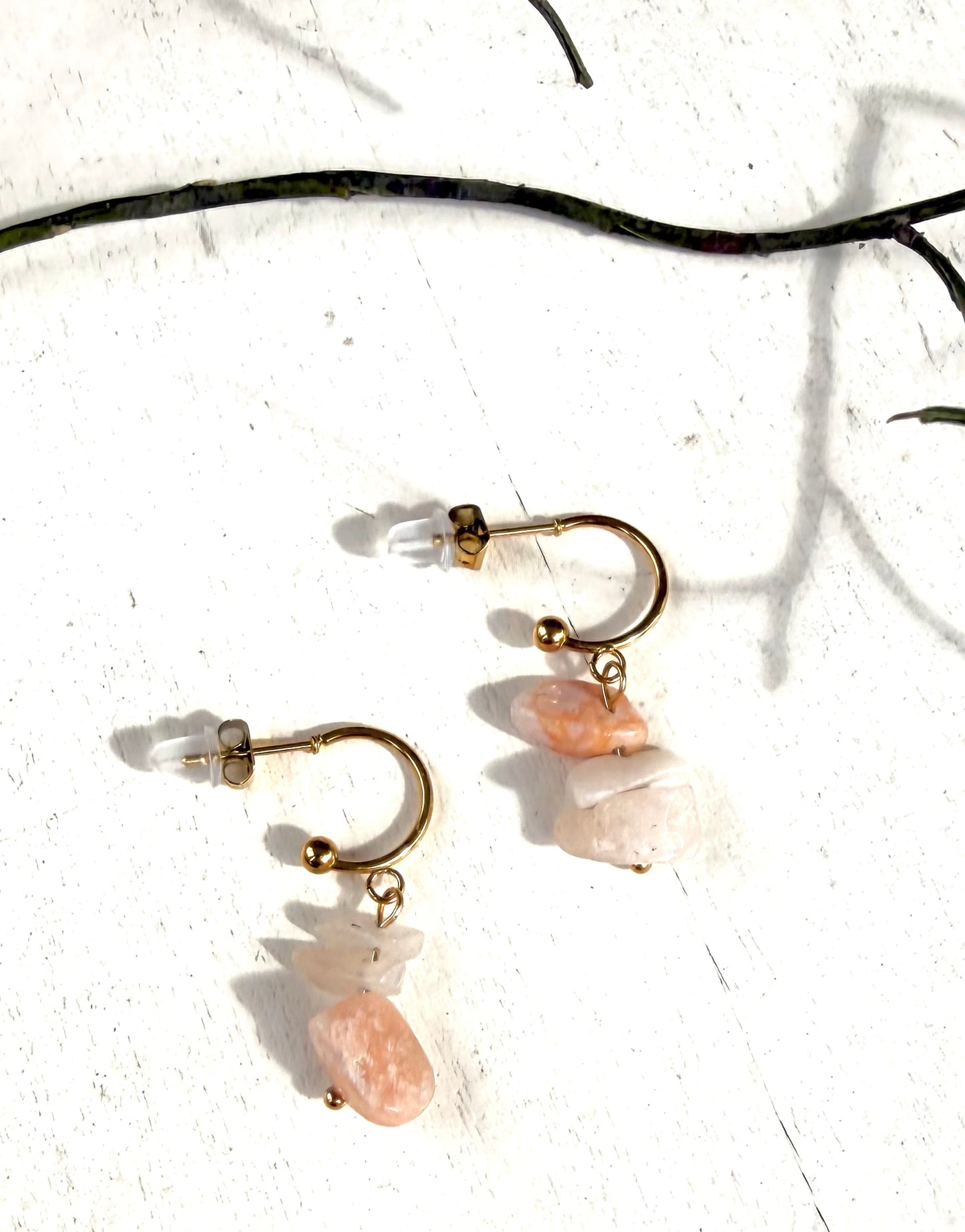 Halbcreolen · Ohrstecker  Tigerauge & Rosenquarz | Einzelstücke