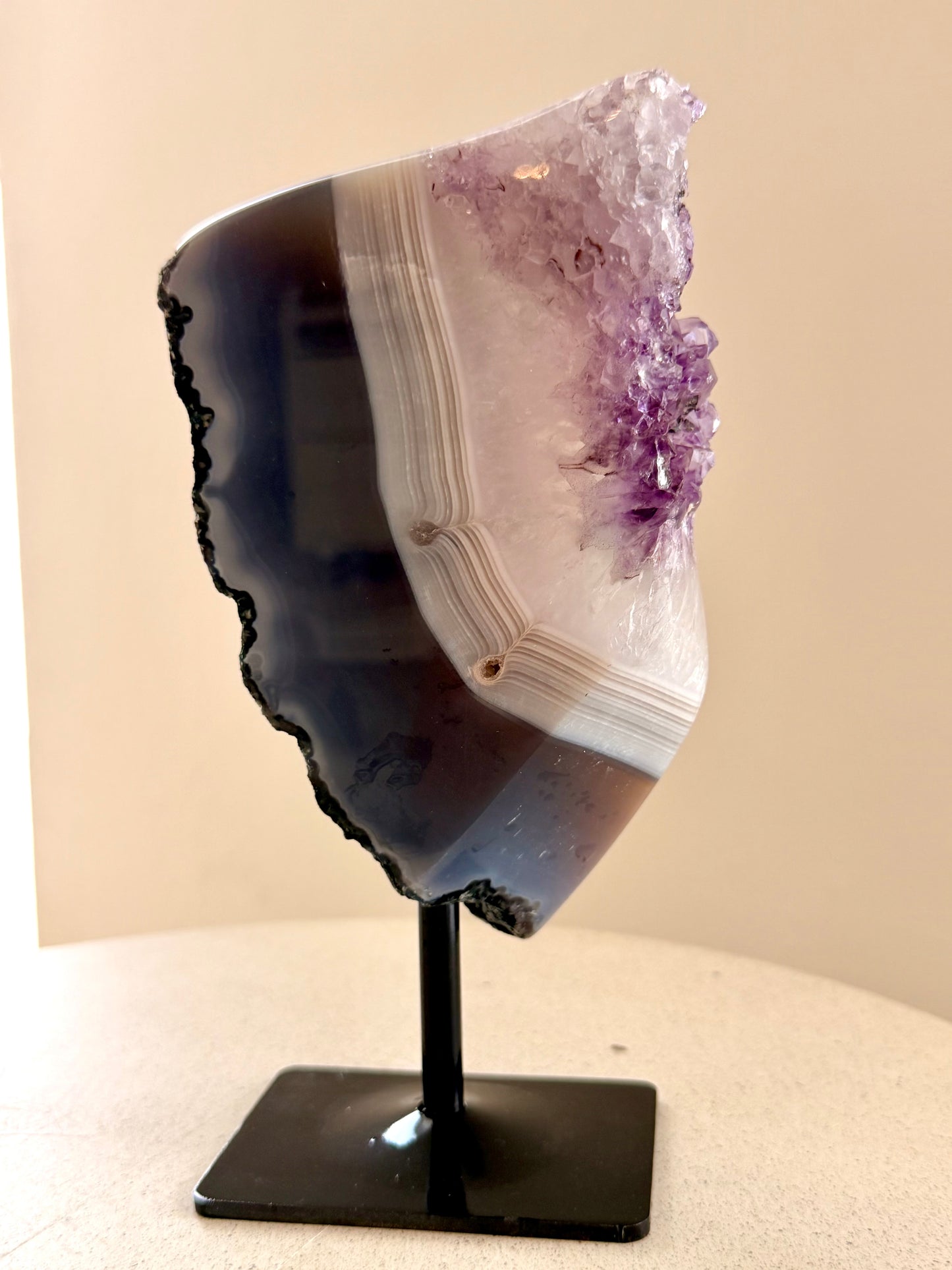 Amethyst-Achat-Scheibe – 19 x 9 cm
