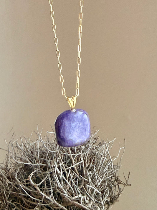 Pendentif Charoite or | argent