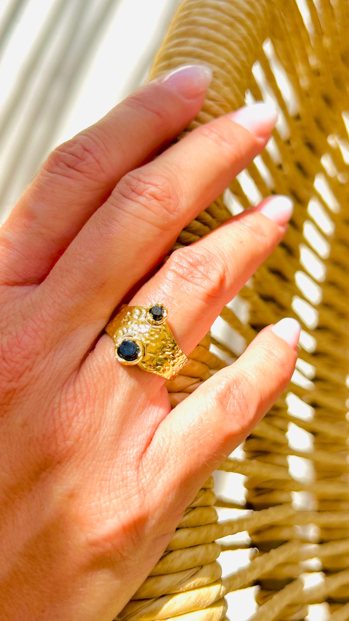 Es Vedrà - bague en acier inoxydable avec pierre précieuse