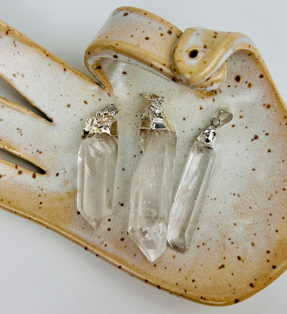 Pendentif cristal de roche argent XL