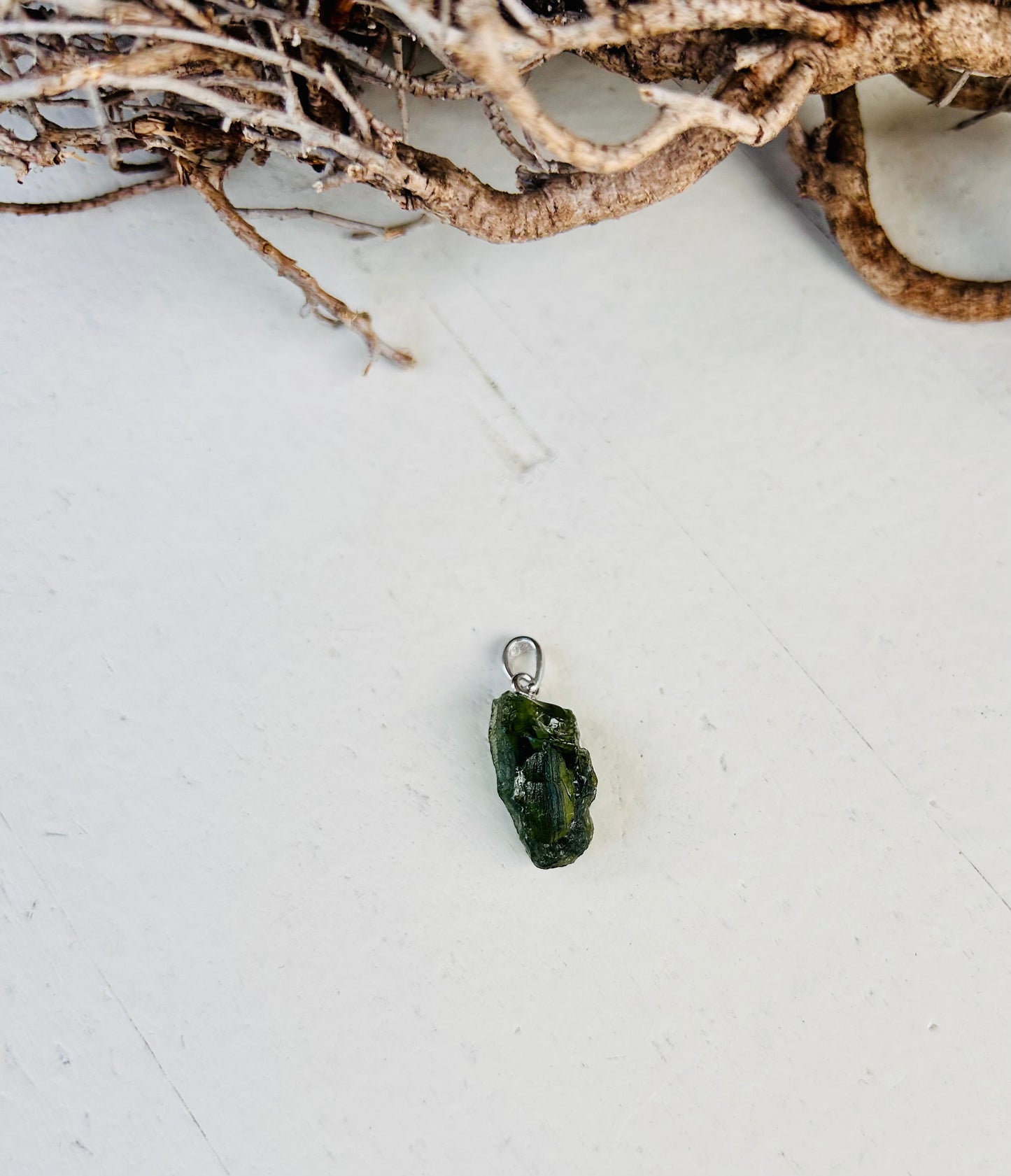 Pendentif en moldavite | Boucle en argent 925 | Pièces uniques