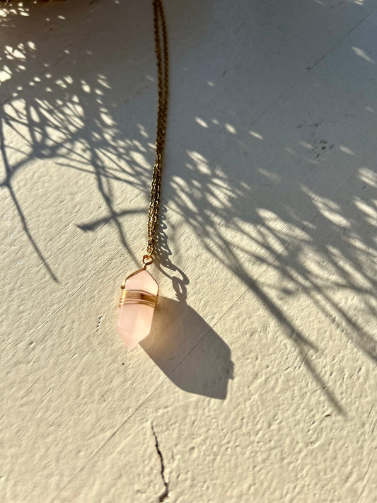 Kristall-Doppelender Kette · Amethyst · Bergkristall · Aventurin
