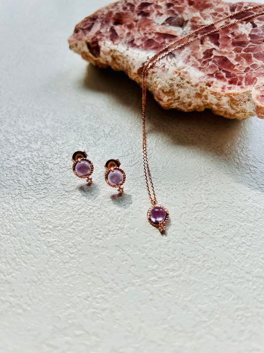 Boucles d'oreilles en argent avec améthyste et topaze | Plaqué or