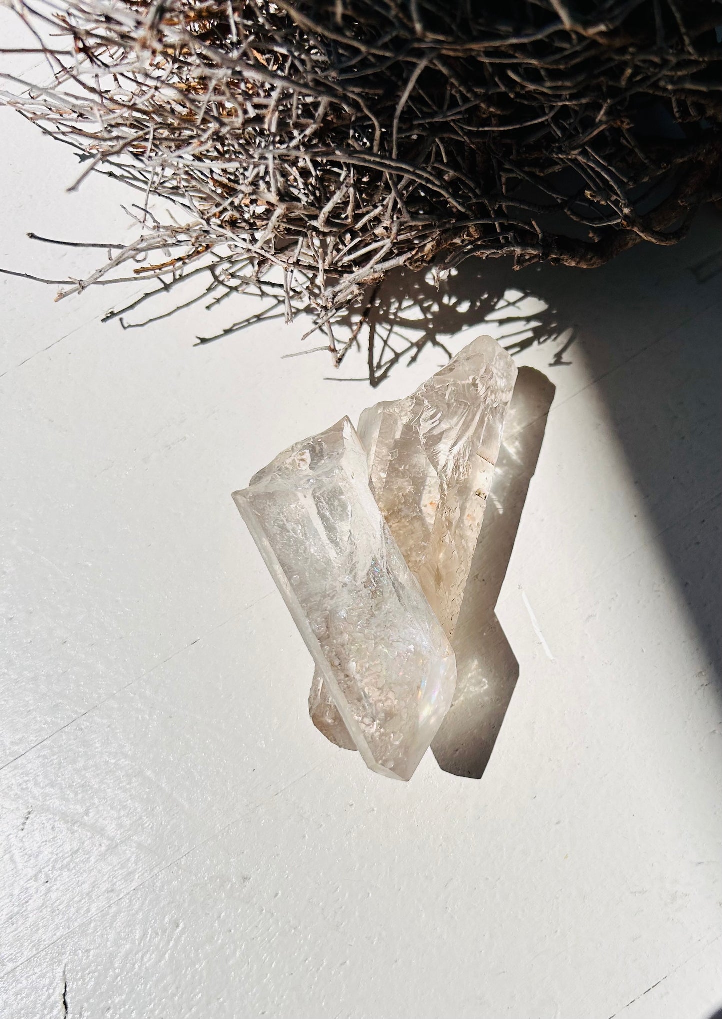 Cristal de roche jumeau – deux pointes, une unité | unique