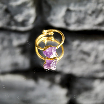 Bague | Pierre de lune | Améthyste | Péridot | Cristal de roche stable