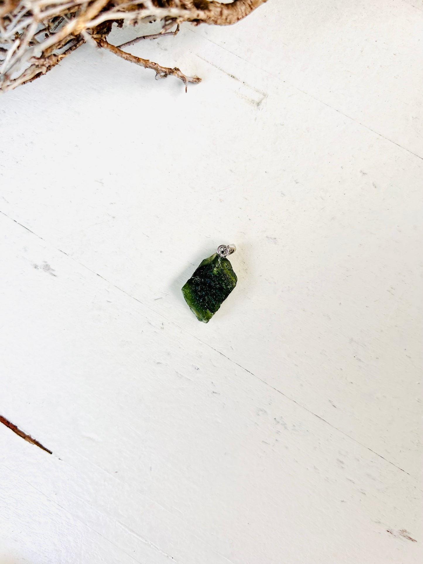 Pendentif en moldavite | Boucle en argent 925 | Pièces uniques