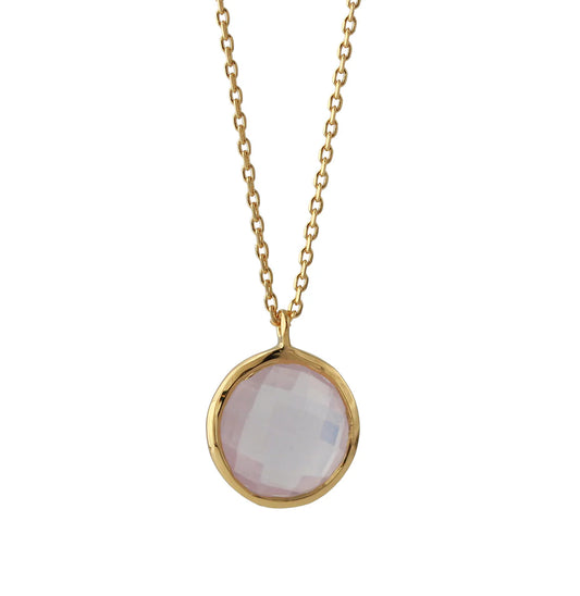 Collier en argent avec quartz rose | Plaqué or