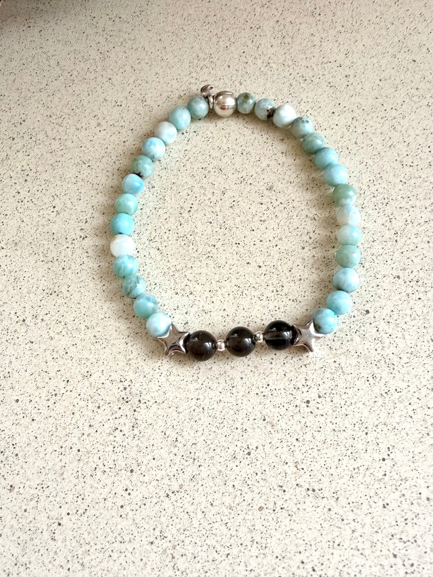 STARDUST COLLECTION – Tektit × Larimar Armband | Silber | Limitiert