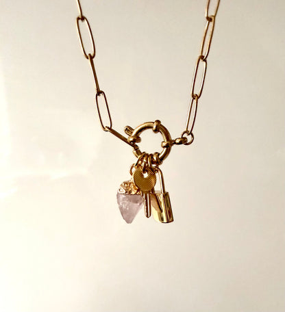 Key to your Heart · Kette mit Smaragd oder Rosenquarz | Limited Edition