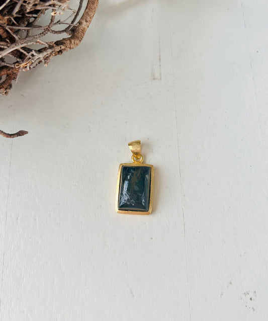 Pendentif Nuummite – Argent 925 plaqué or | Pièce unique