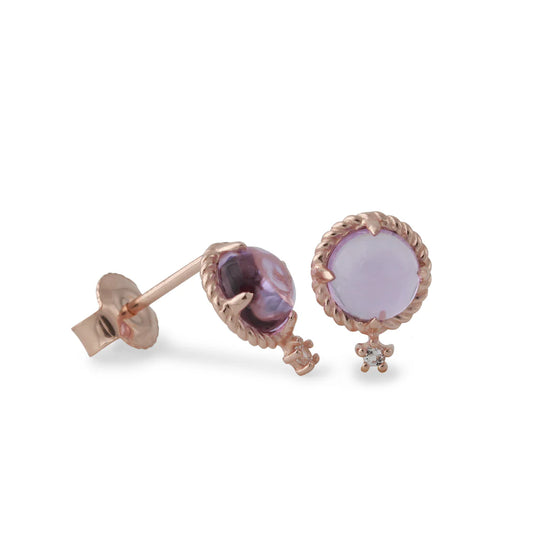 Boucles d'oreilles en argent avec améthyste et topaze | Plaqué or