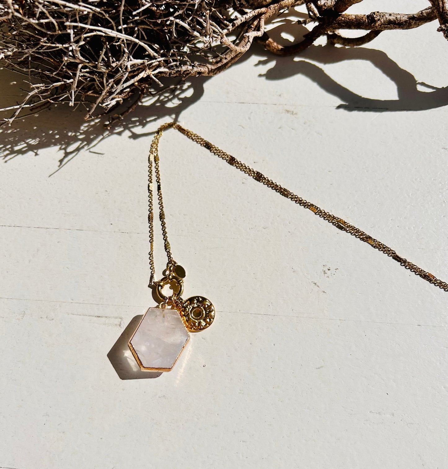 Collier Amulette de Clarté avec Cristal de Roche | Quartz Rose | Édition Limitée 