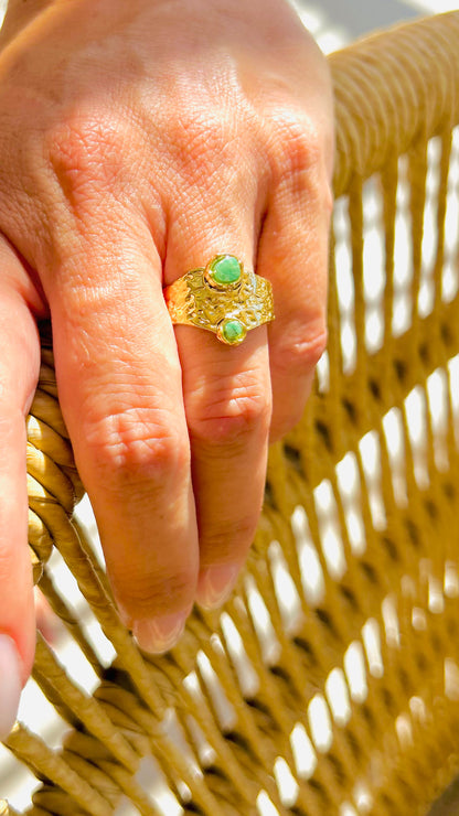Es Vedrà - bague en acier inoxydable avec pierre précieuse