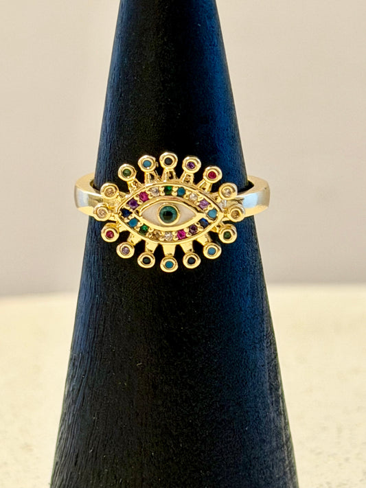 Mystic Eye Ring – Zirkonia · verstellbarer Edelstahlring