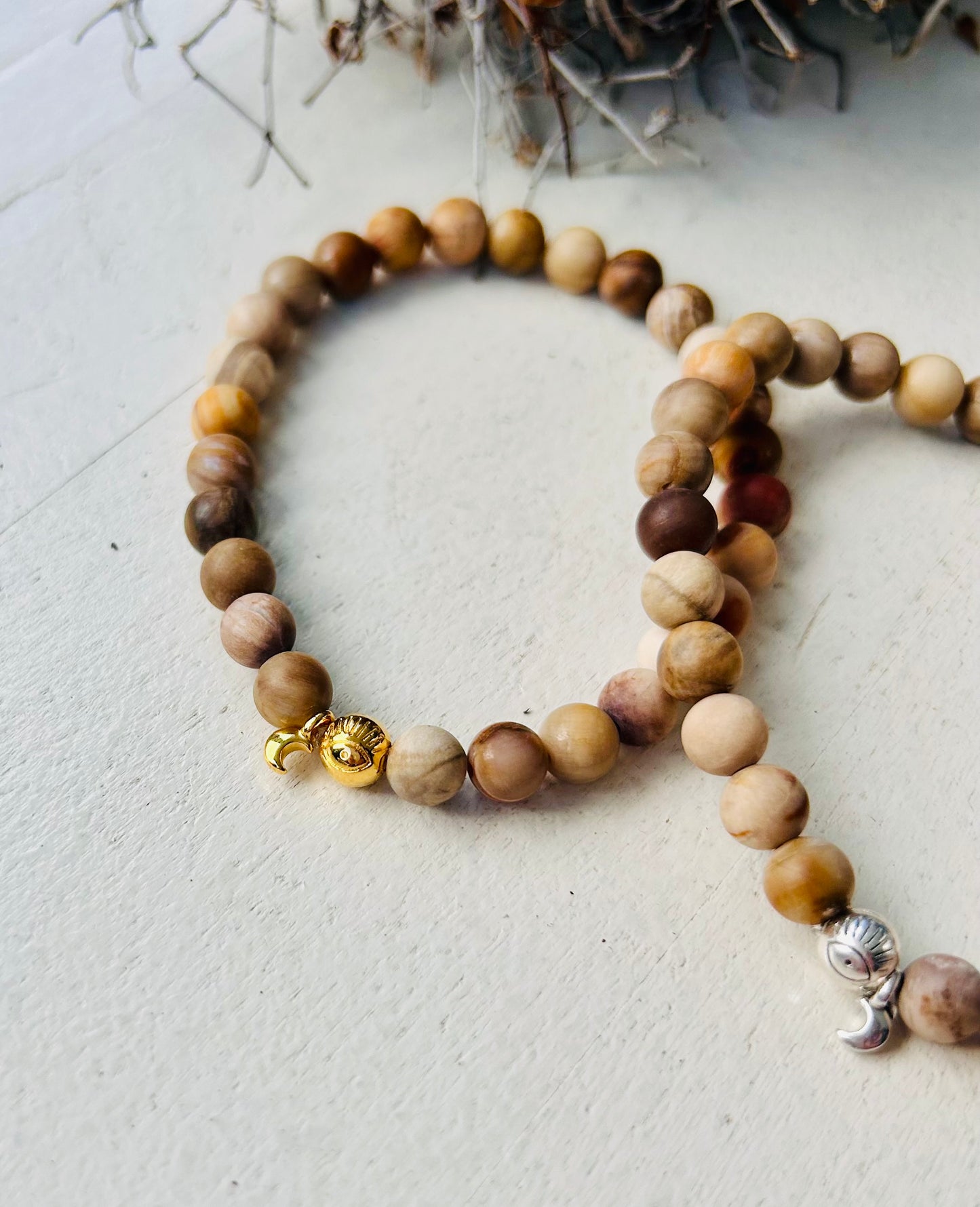 Bracelet en bois pétrifié | Fait main
