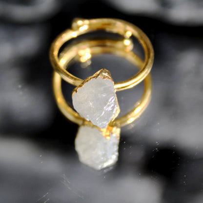 Bague | Pierre de lune | Améthyste | Péridot | Cristal de roche stable