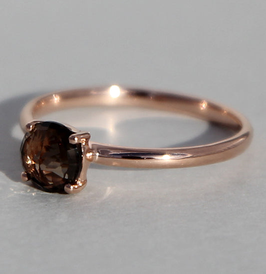Bague en quartz fumé | Édition limitée en or rose