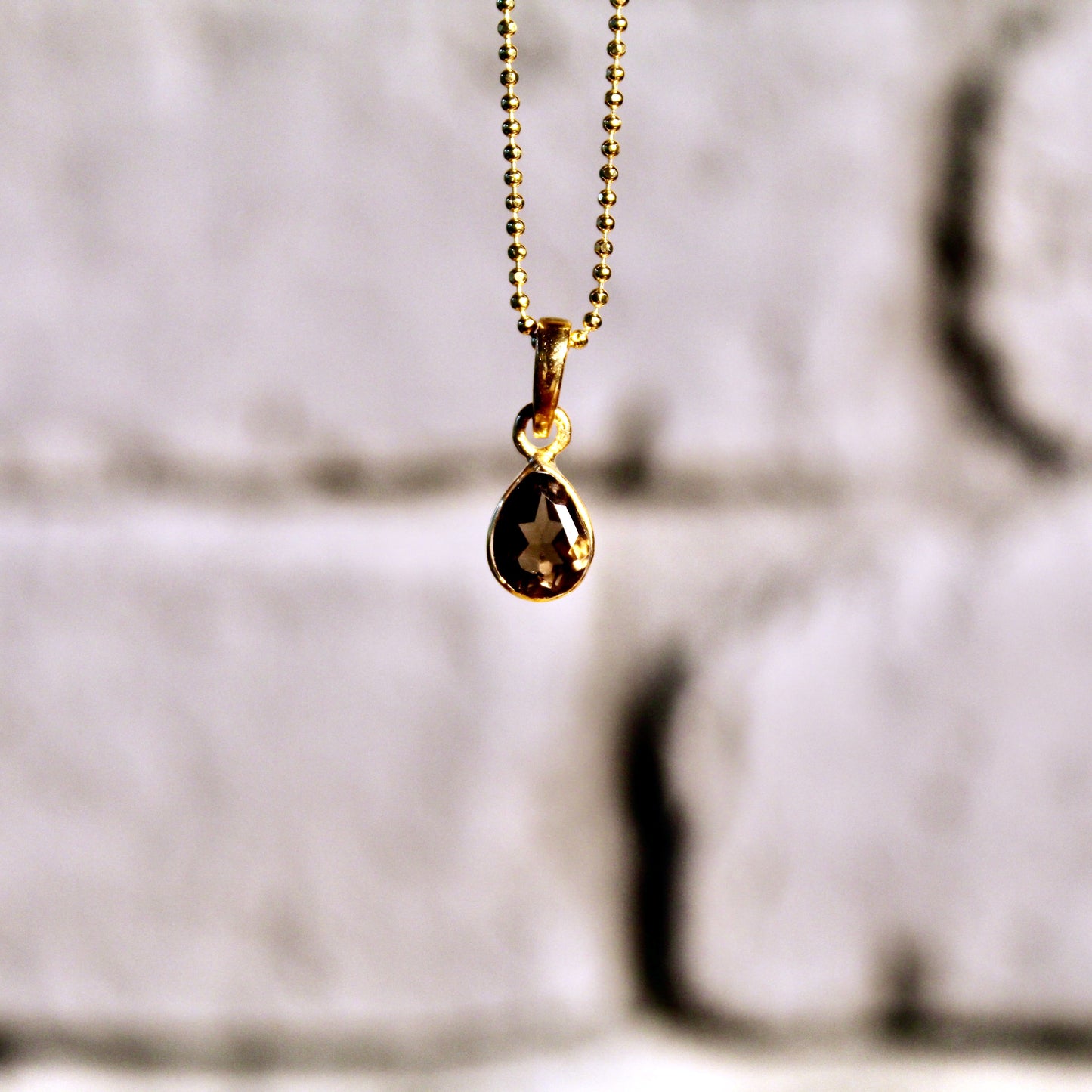 Pendentif en quartz fumé | Argent 925 | Plaqué or 24 carats
