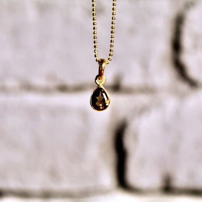 Pendentif en quartz fumé | Argent 925 | Plaqué or 24 carats