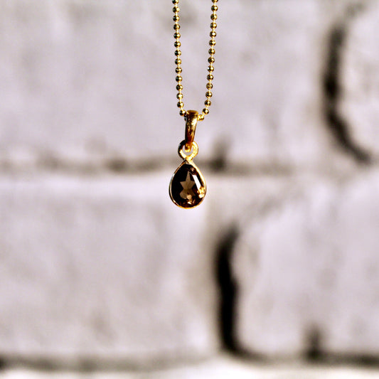 Pendentif en quartz fumé | Argent 925 | Plaqué or 24 carats