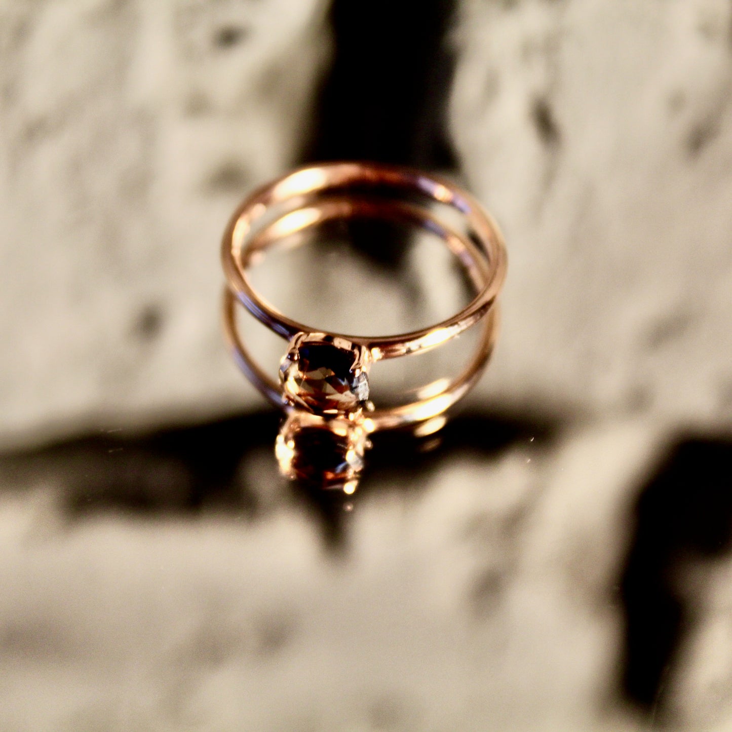Bague en quartz fumé | Édition limitée en or rose