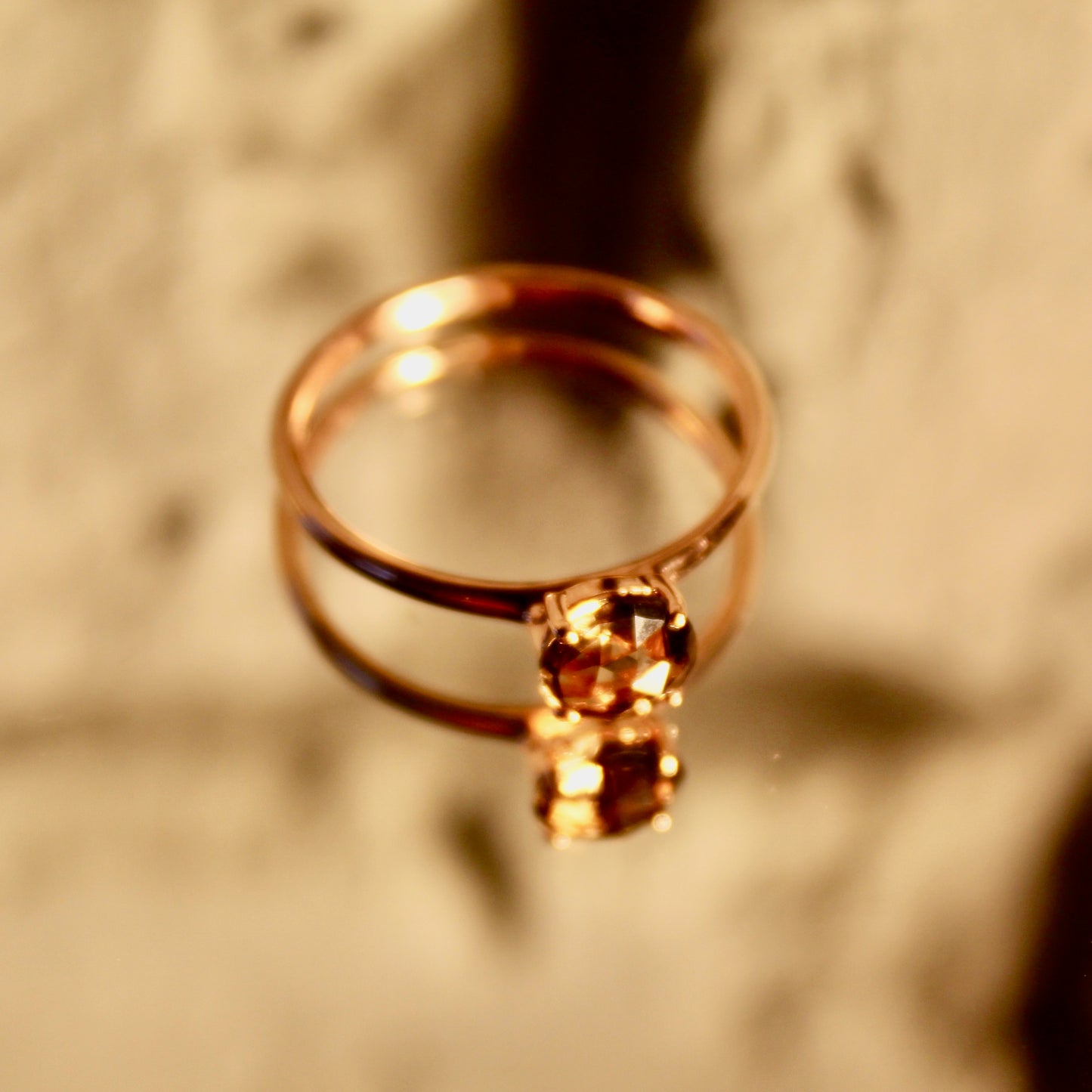 Bague en quartz fumé | Édition limitée en or rose