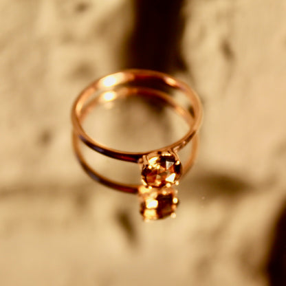 Bague en quartz fumé | Édition limitée en or rose