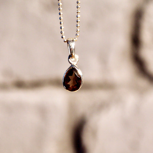 Pendentif en quartz fumé | Argent 925 | Plaqué or 24 carats