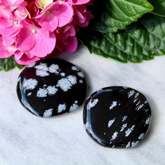 Obsidienne flocon de neige - pierre disque