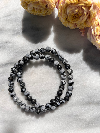 Bracelet en obsidienne flocon de neige
