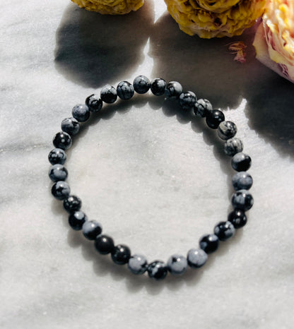 Bracelet en obsidienne flocon de neige