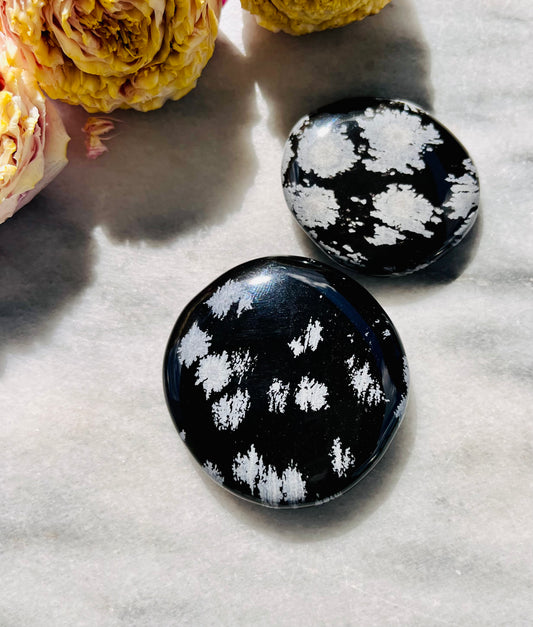Obsidienne flocon de neige - pierre disque